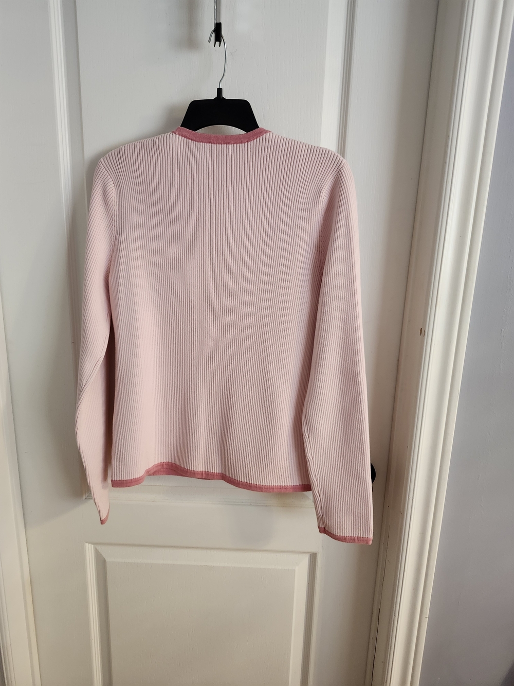 Pink Ribbed Button-Front Sweater Cardigan With Matching Tank Top - Picture 2 of 12